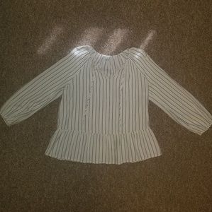 White and Navy striped long sleeve